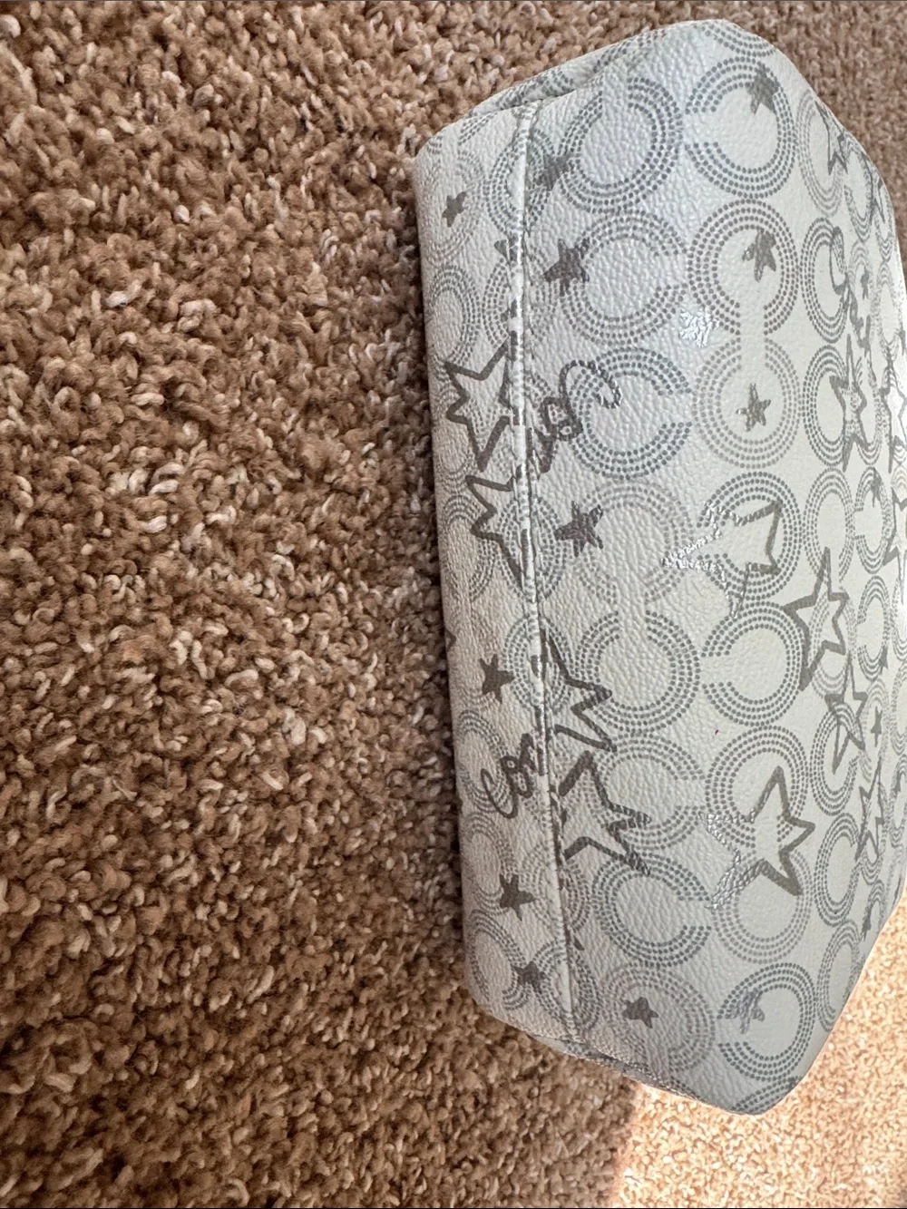 Coach White Star-Print Zip bag marks as noted in pictures